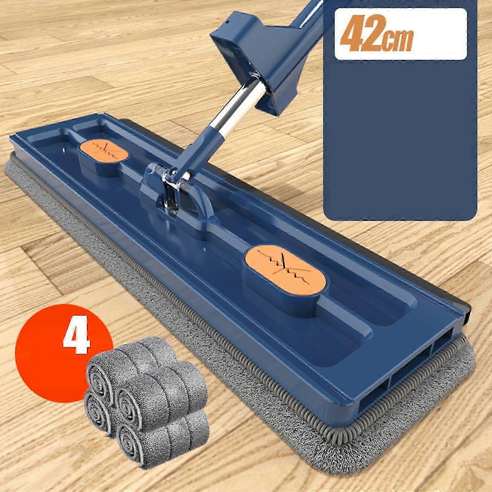 Large Flat Mop Set, 360 Swivel Mop With Wring Function, Floor Mop Set Flat Mop With Reusable Microfibre Mop Pads For Hardwood Laminate Tiles(white)