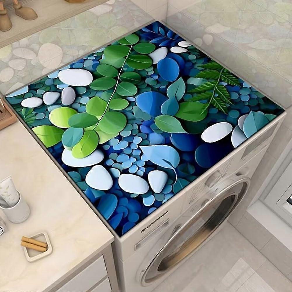 Washer And Dryer  Protector Mat Cobblestone Leaf Pattern 50x50cm Absorbent Diatomaceous Laundry Room Cover