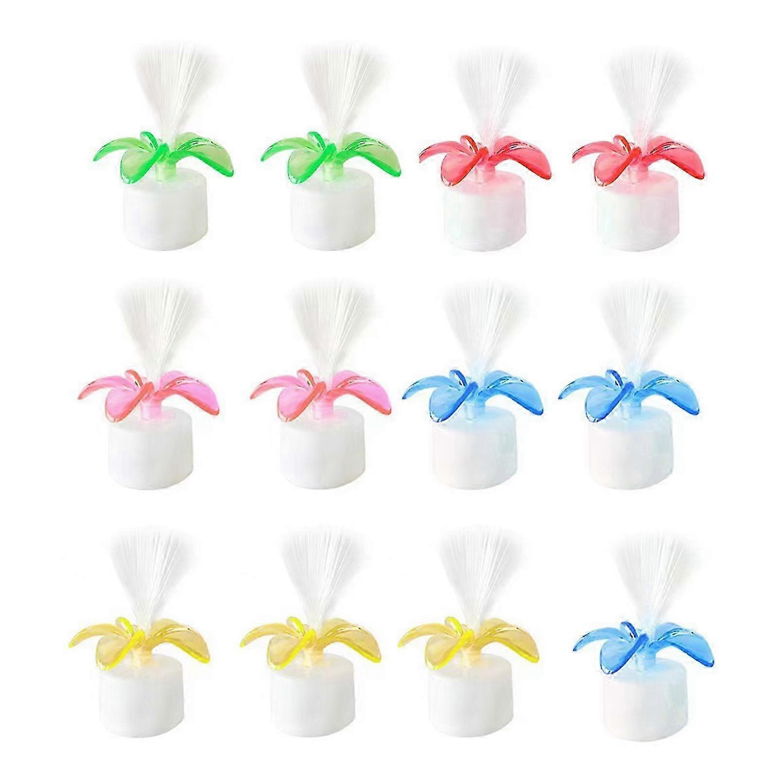 12PCS Fiber Optic Lamp, LED Color Changing, Battery Powered, Calming Mood Night Light