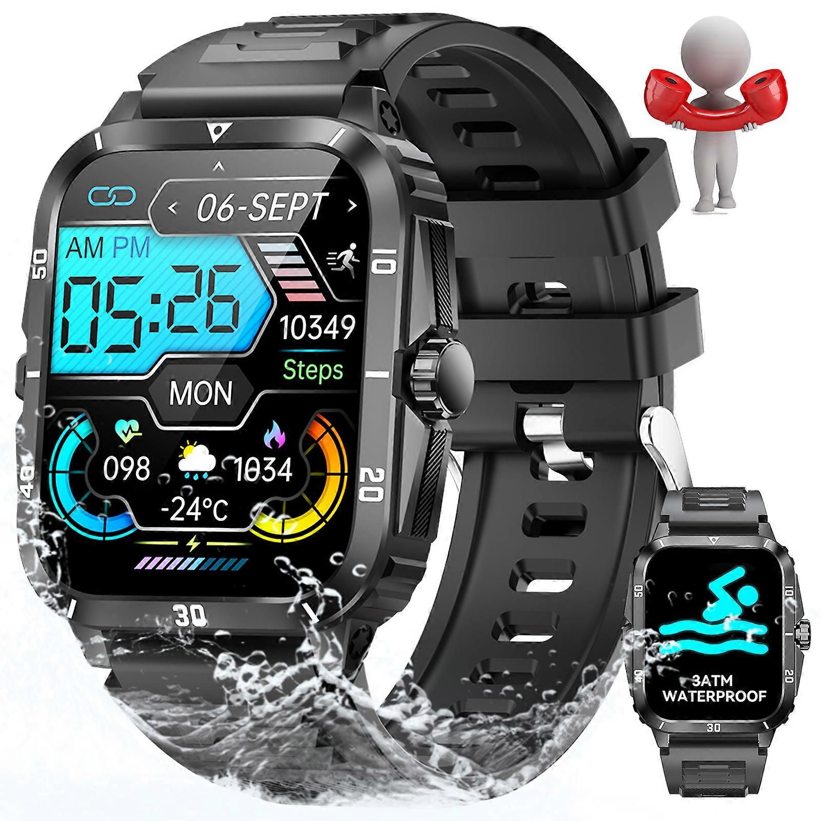 EIGIIS Smart Watches for Men Make/Answer Calls with 3ATM Waterproof 1.96" HD Screen Heart Rate Sleep Monitor 100+ Sports Modes