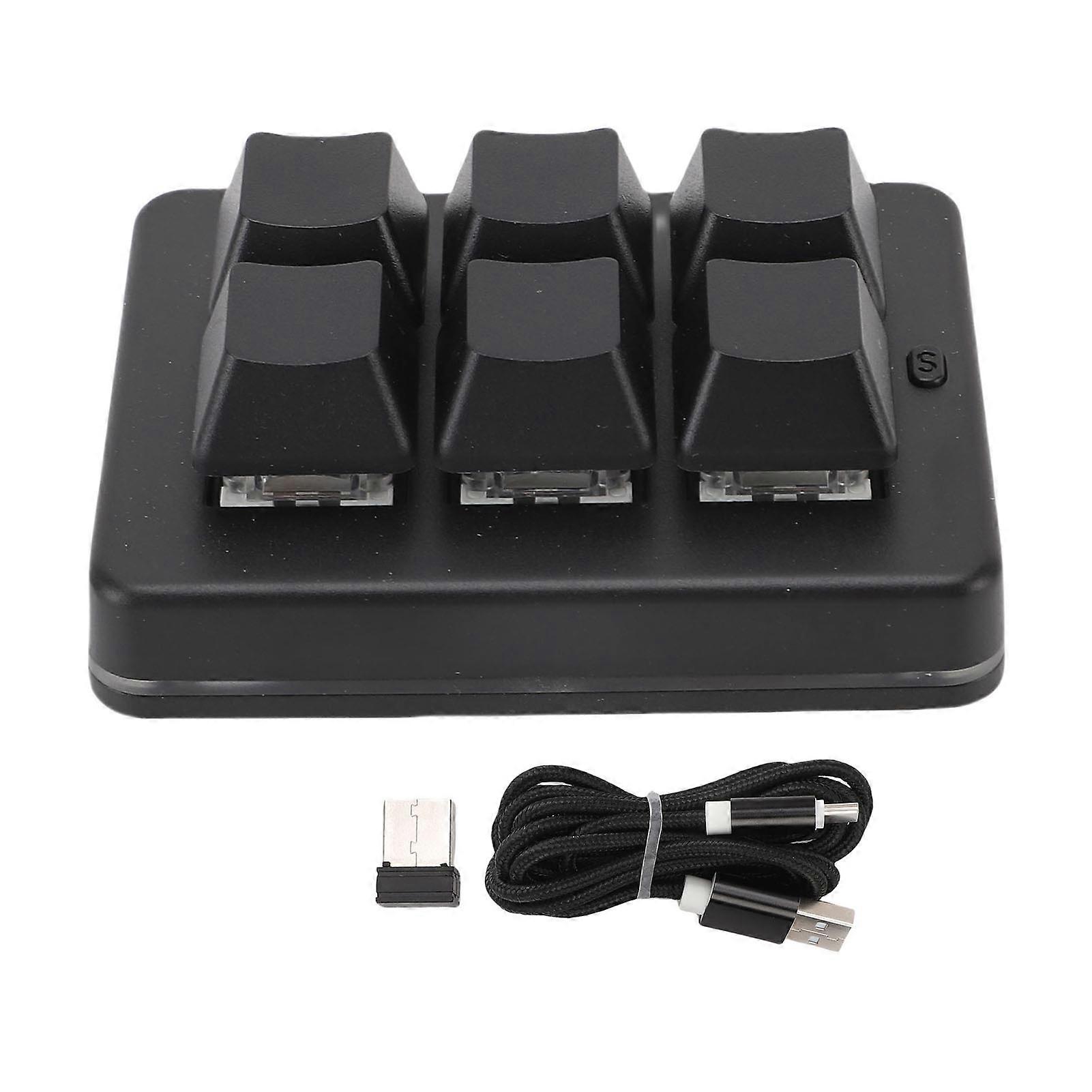 Macro Programmable 6 Key Gaming Keyboard Wireless Bluetooth USB Wired 3 Modes Blue Switch