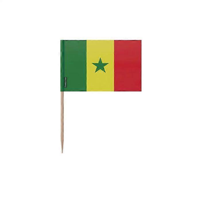 Toothpicks Senegal Flag - 6.5 cm - 100 pieces - Adhesive plastic - Bamboo stick - Pixelforma