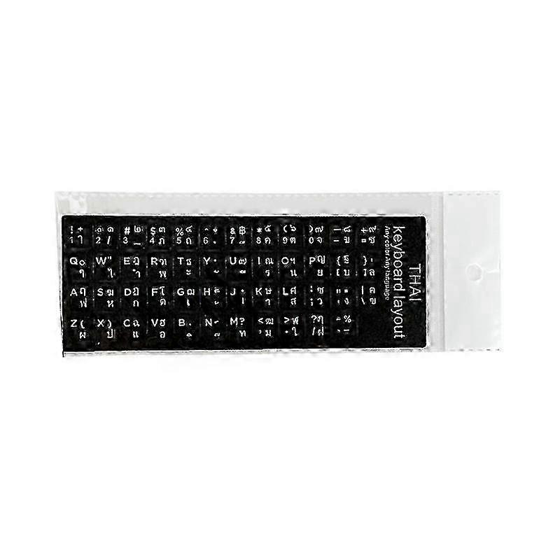 18x6.5cm Thai White Black Button Letters Keyboard Layout Alphabet Stickers