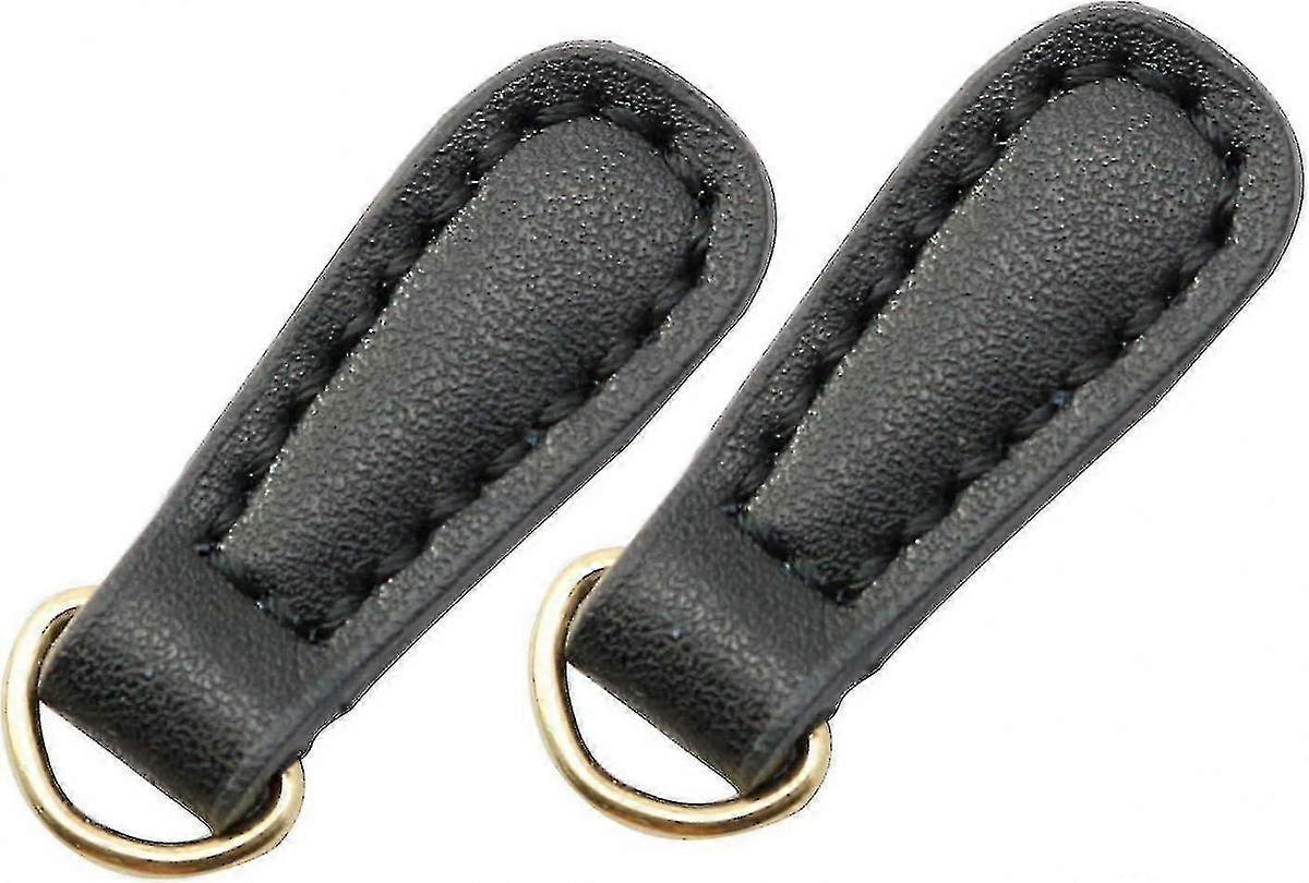 2pcs Genuine Leather Zipper Pulls Black Pull Strap Cord Zipper Pullers Durable Boot Jacket Bag Purse Accessories
