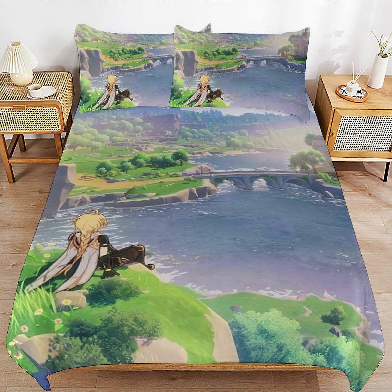 A364 GENSHIN IMPACT Secure Zipper Access Soft Layer Bedding Fabric High Comfort Duvet Cover Sets All Seasons Use N364