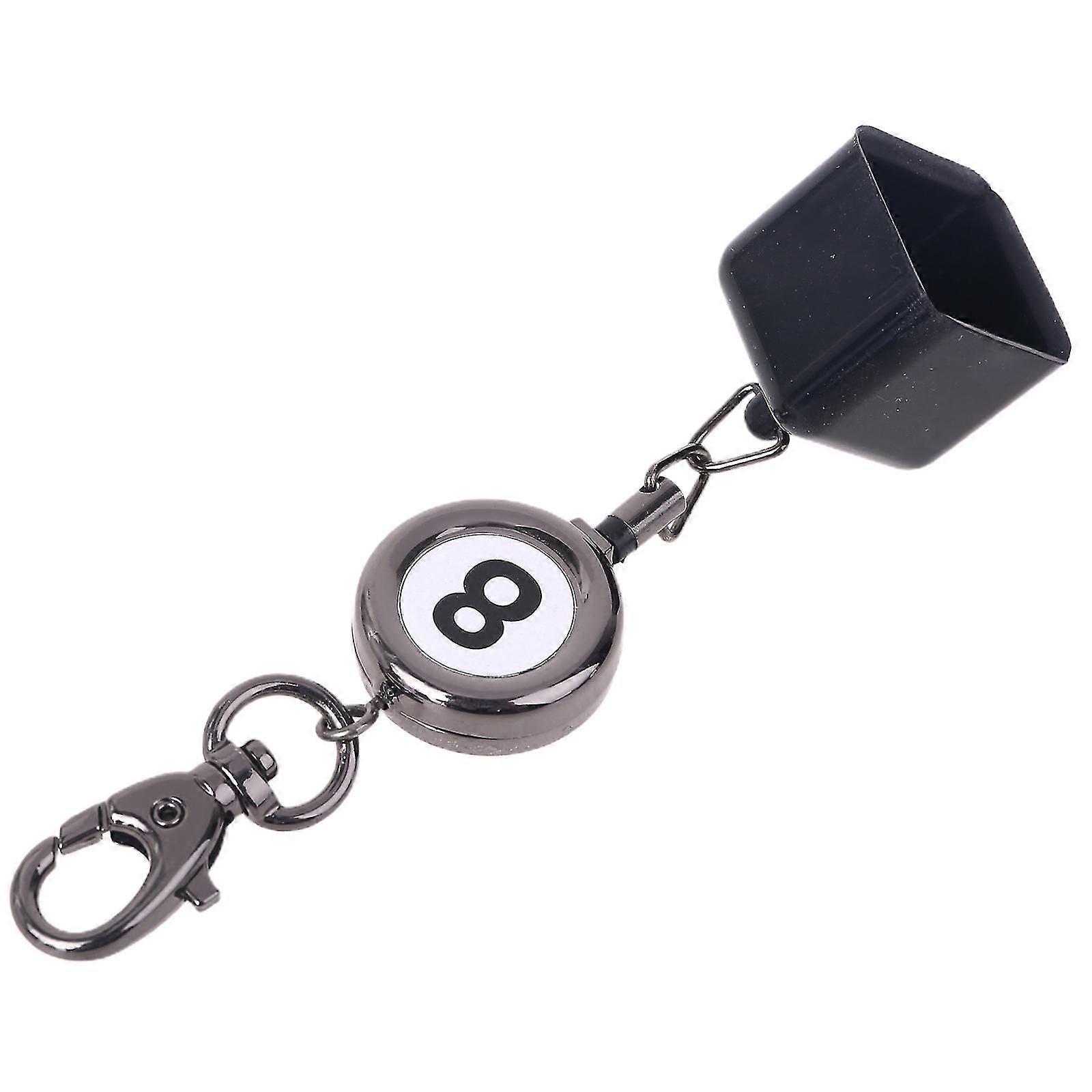 Portable Retractable Billiards Snooker Pool Cue Chalk Holder Drawing Keys Chain Keyrings with Number 8 Practical Tool