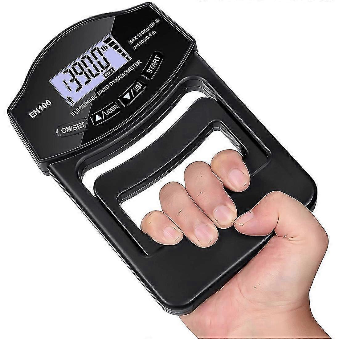 Grip Strength Tester, 396Lbs/180Kg Digital Hand Dynamometer Grip Strength Meter USB LCD Screen Handblack SZRH
