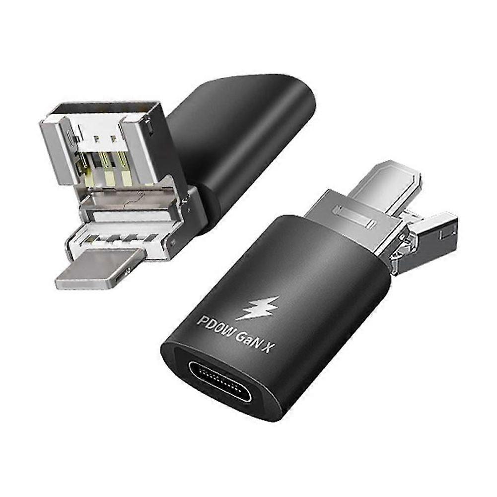 4-in-1 USB Micro Type-c Female to PD Fast Charging Adapter, Multifunctional USB/Micro/for compatible with iPhone Male to Type-C Female Adapter G5N0