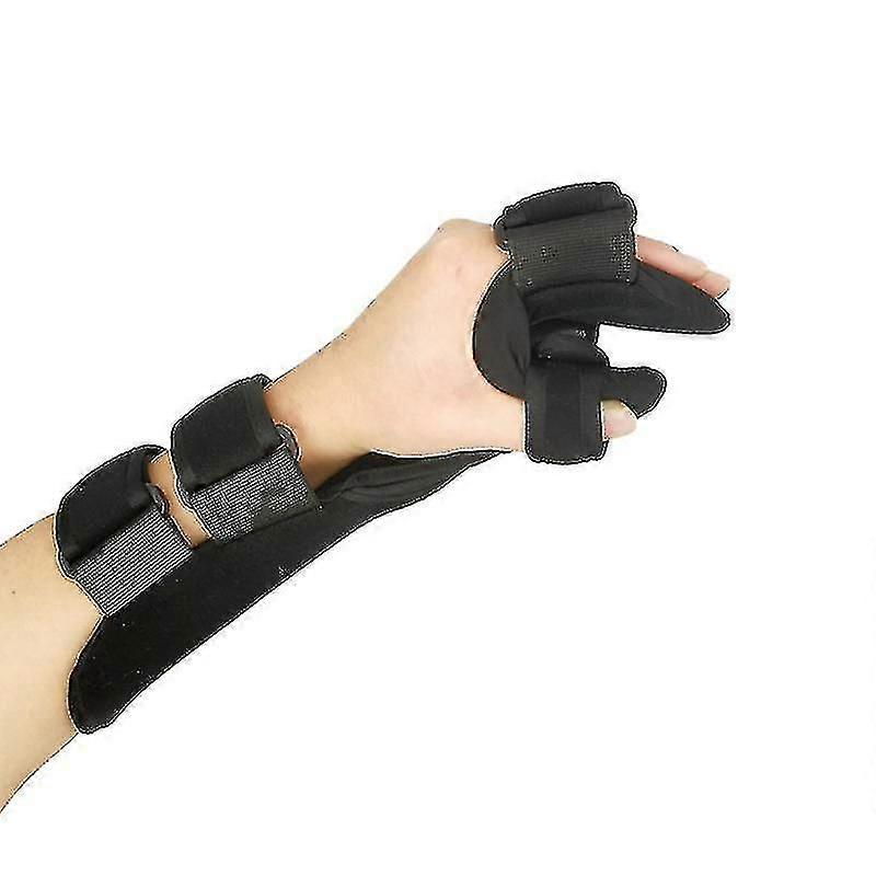 Stroke Hand Support Soft Support Hand Splint Support Finger Wrist Fixator Stroke Hand Pain Tendonitis Sprain Fracture Arthritis (1 Piece - Black)