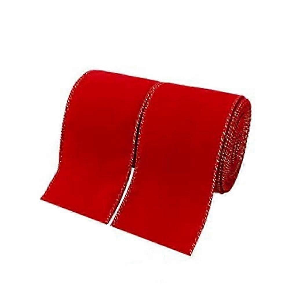2PCS 5 Yard Christmas Ribbon With Red And Gold Border Decorative Ribbon Significant Application Methods Vintage Ribbons,