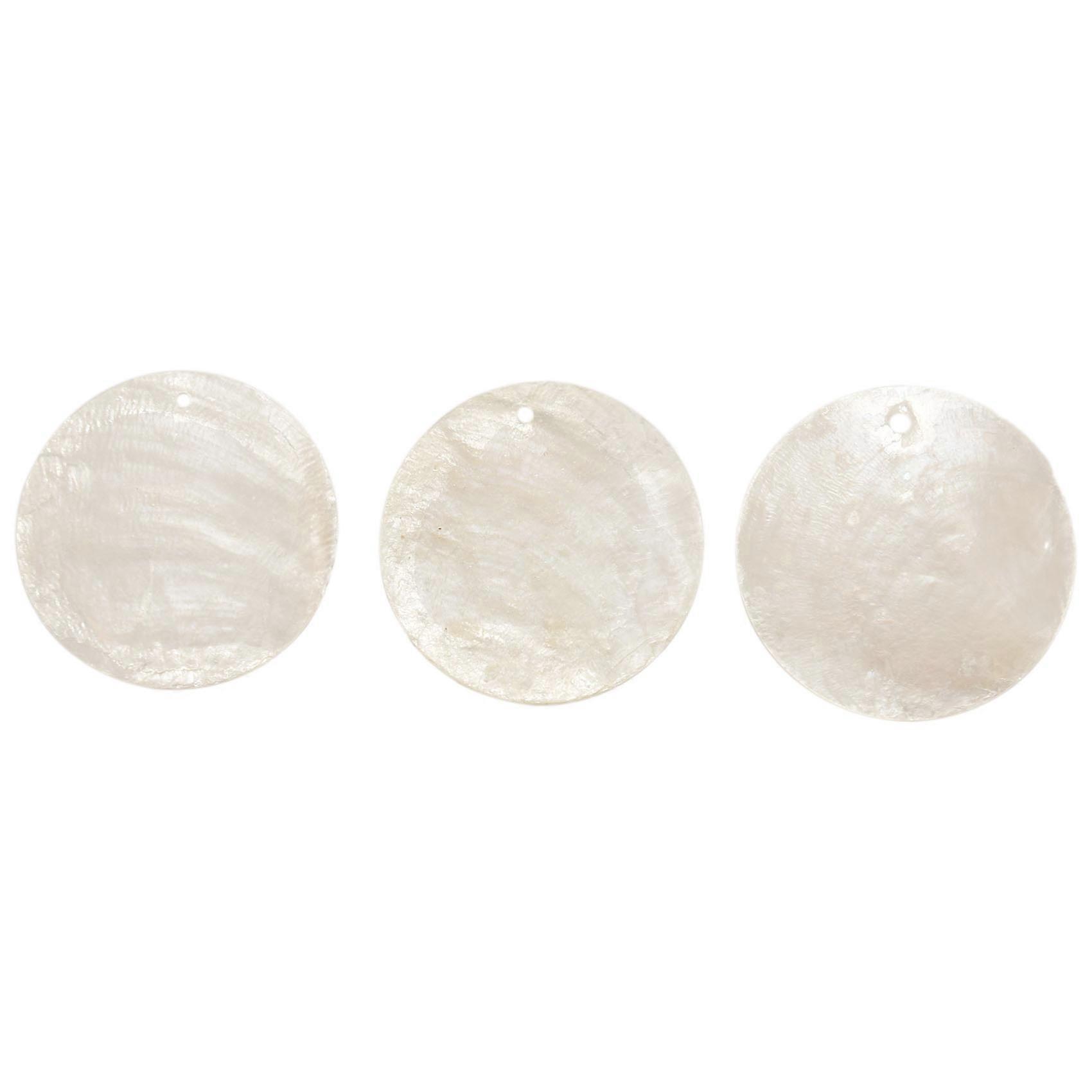 Plate Beads 100X Nacre Pearl Shell Round 35mm White