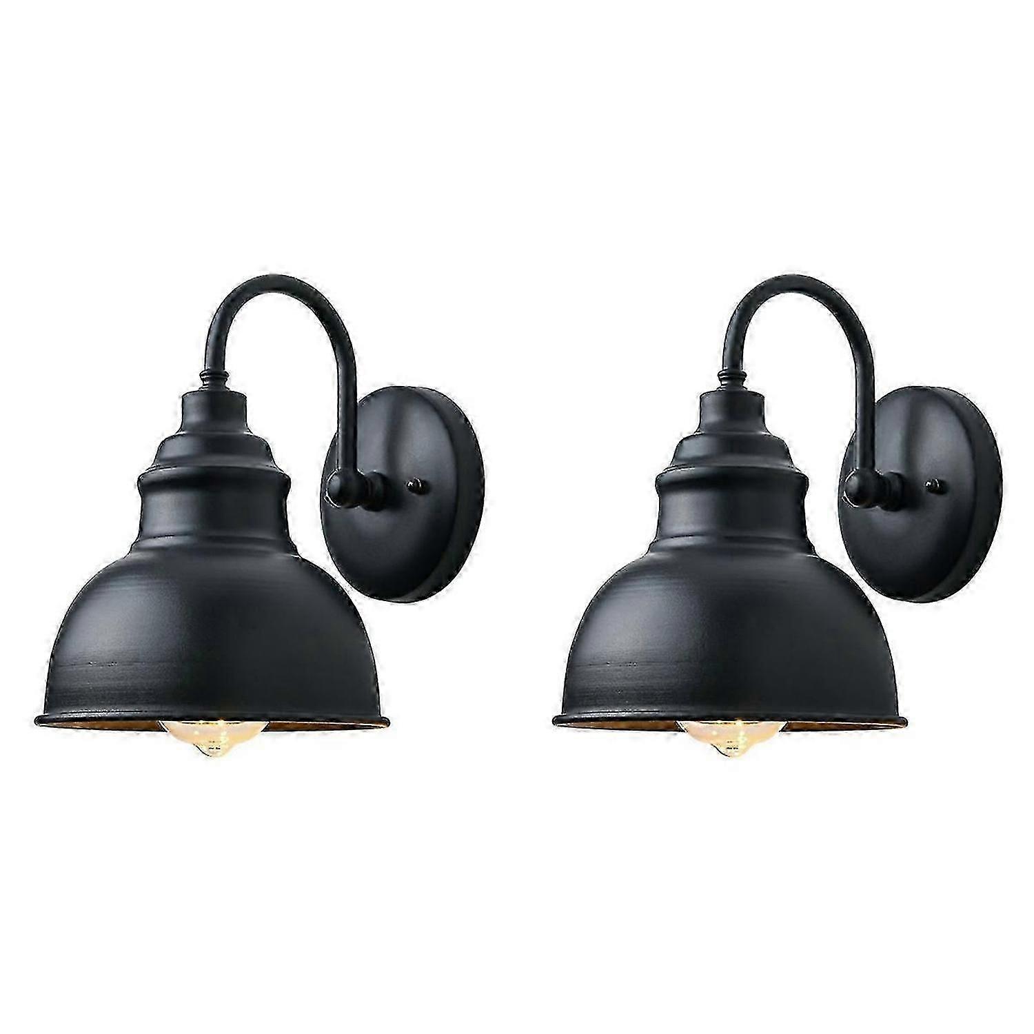 Vintage Wall Sconce Gooseneck Barn Flat Light (Black)