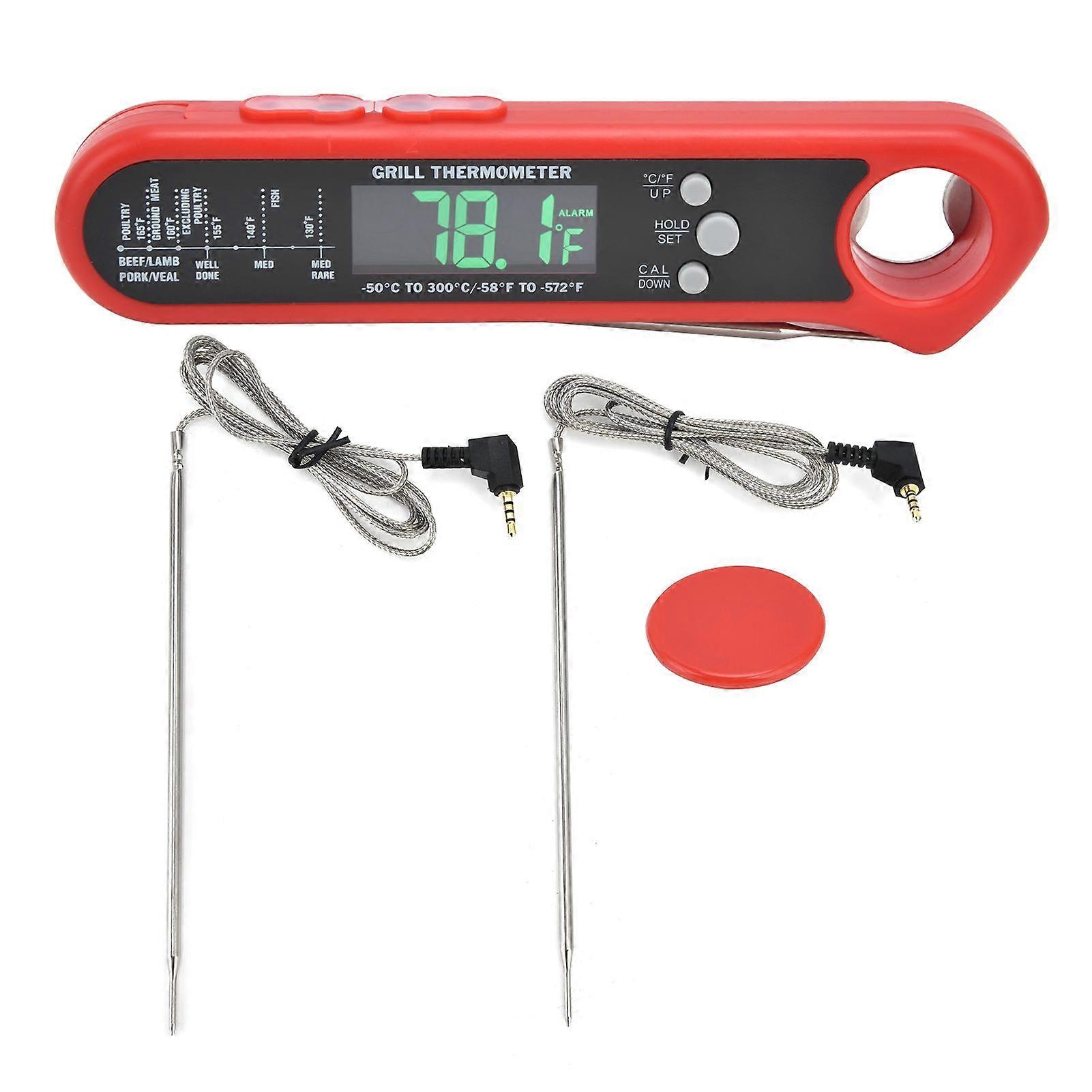 Foldable Food Thermometer Multi Probe Alarm Digital Temperature Meter for Barbecue Oven