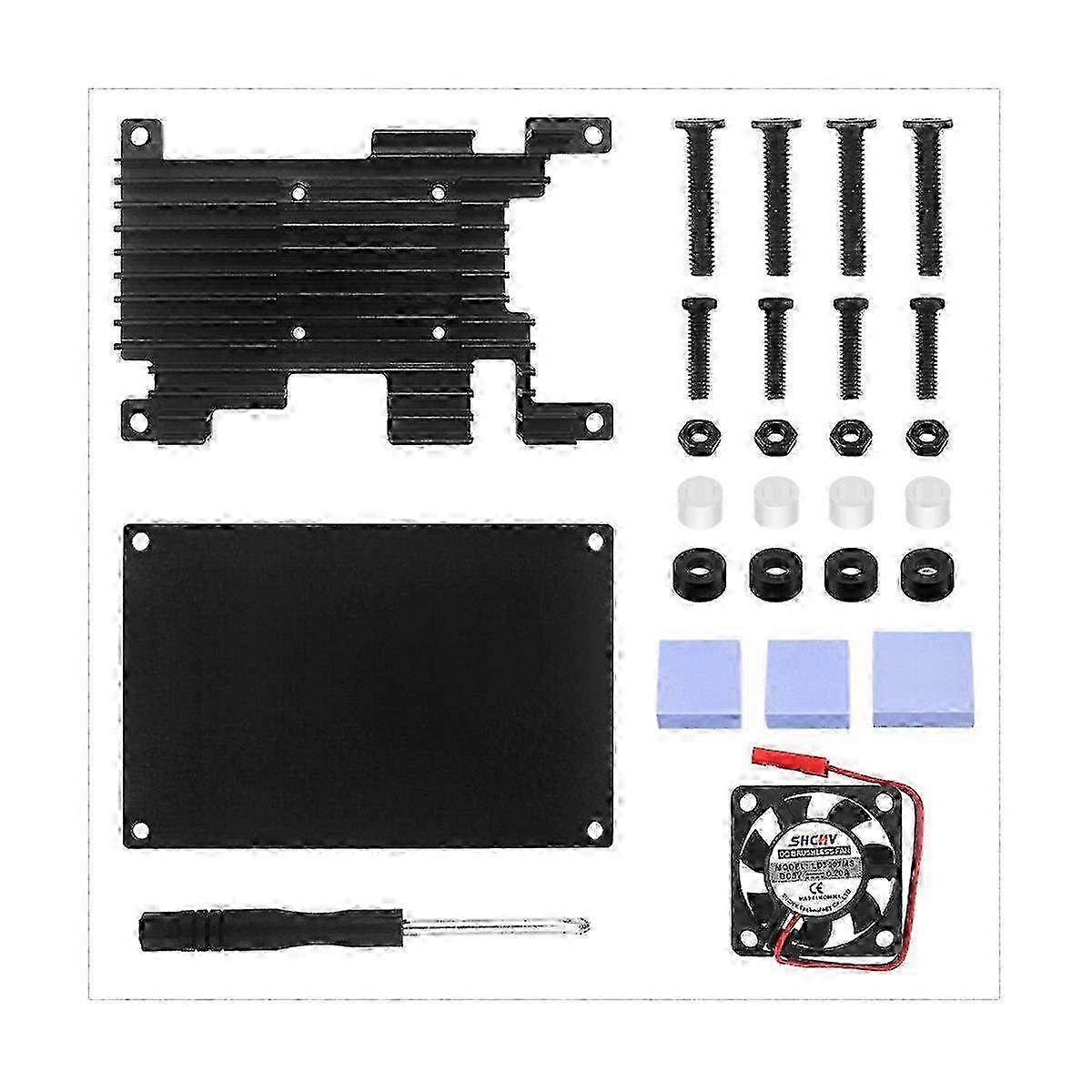 Aluminum Case with Cooling Fan for Orange Pi 3 LTS Development Board - Durable Protection & Heat Management Solution