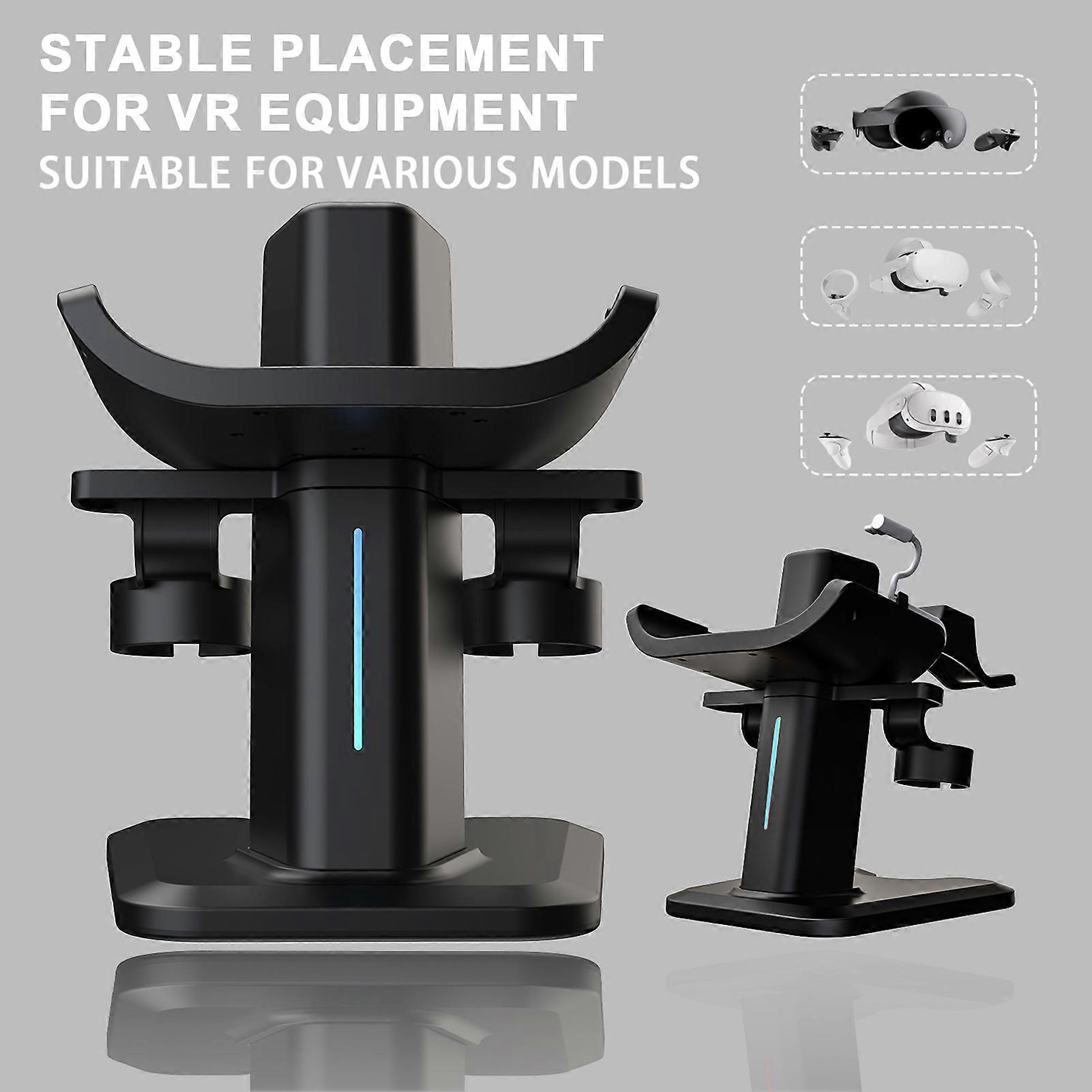 SUSUchens RGB VR Headset Charging Stand Storage Rack High Stability Non-Slip Design Game Controller Holder for Meta Quest 3 Black