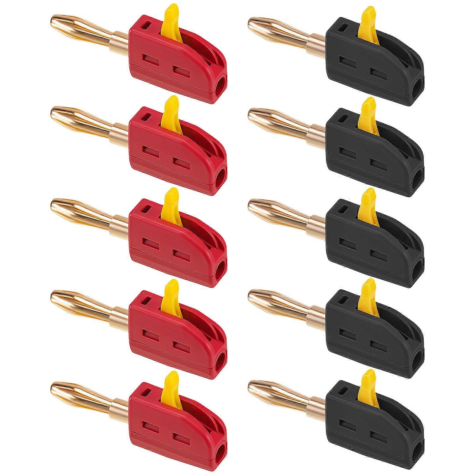 10PCS 4MM Gold Plate Banana Plugs Insulated Rubber Coating Secure Sound Connection Universal Instrument Connector Multicolor