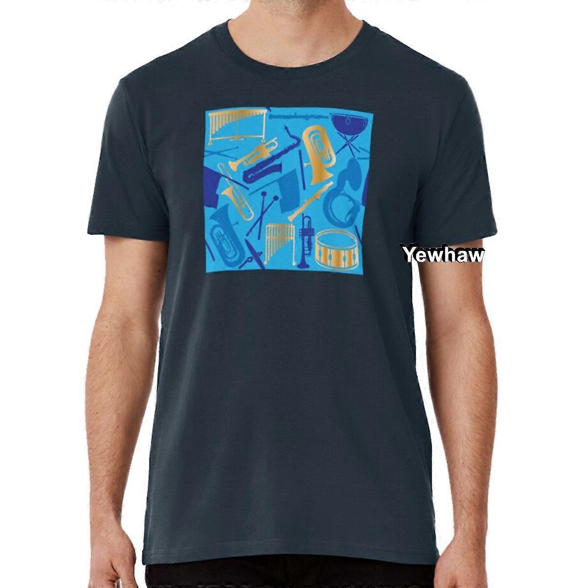 Marching Band Blue And Gold Pattern T-shirt Blue Pattern Instruments