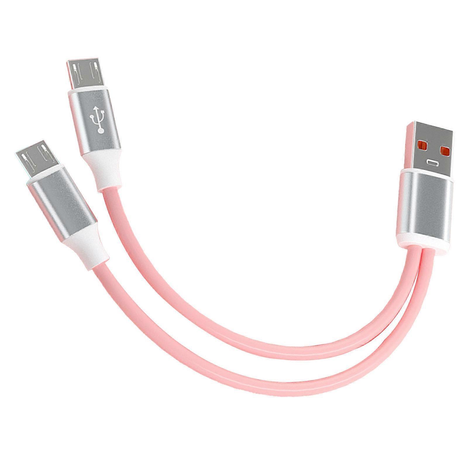 120cm/20cm Charging Cable Soft Data Transfer Cord Splitter Charging Cable USB A to Micro USB Fast Charging Cord  Pink