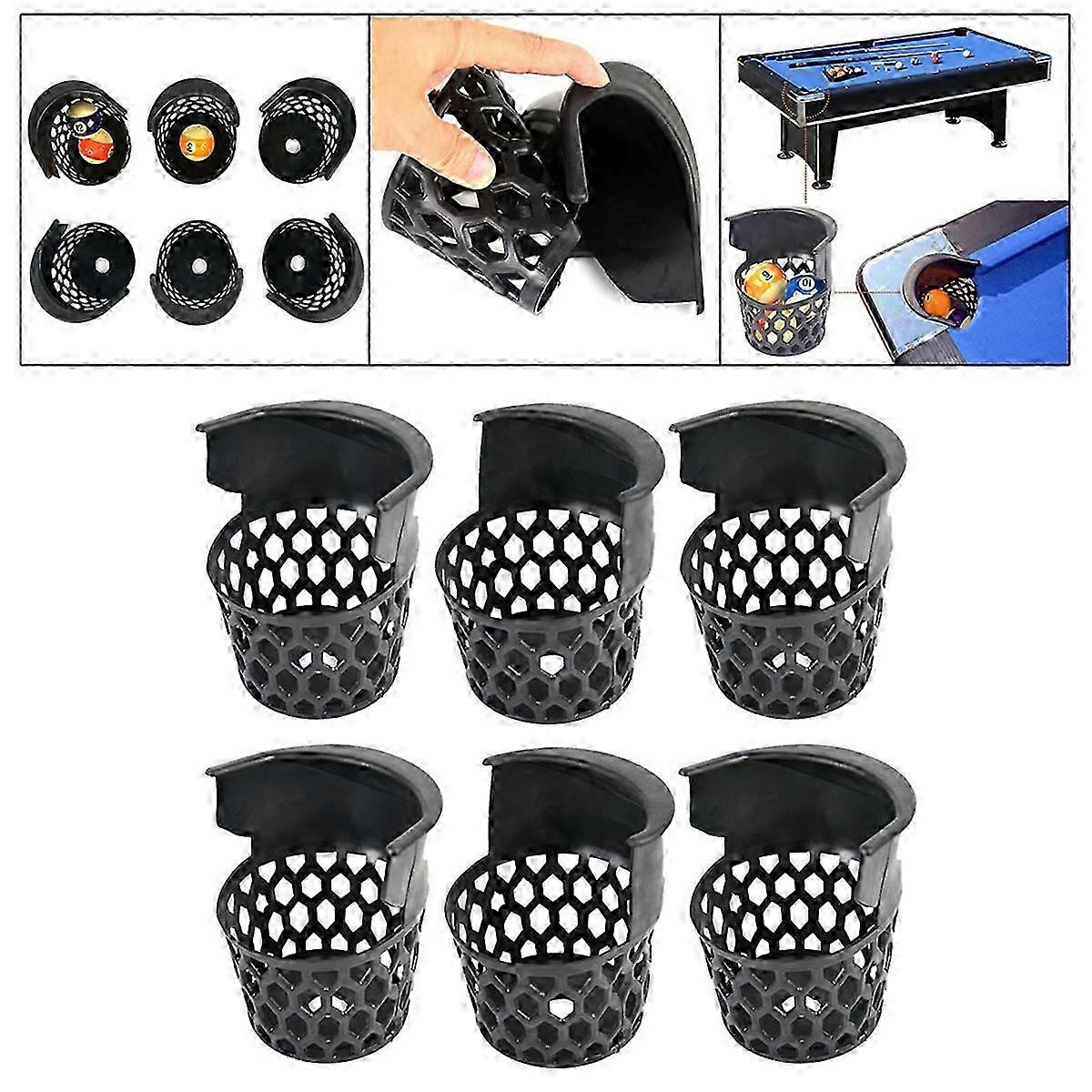 6 Pcs Pool Table Pockets Billiard Pockets Set Black Billiards Net Bag Entertainment Web Pockets Snooker Baskets