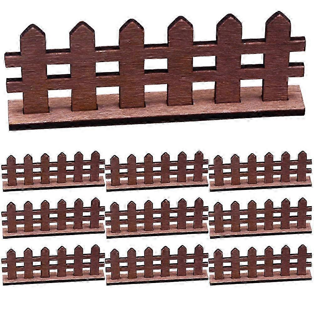10Pcs 미니 하우스 나무 울타리 마이크로 풍경 울타리 인형 농장 가짜 울타리 장식