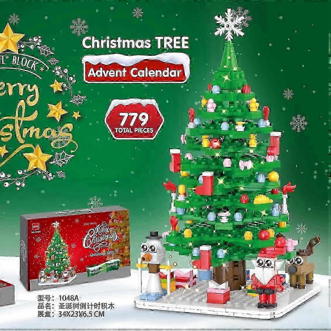 Advent Calendar 2024 Christmas Tree Building Toy Set with LED light Christmas Countdown Calendar Kid