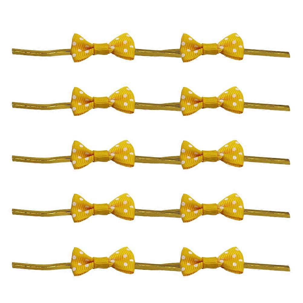 Food Sealing Tie for Baking Packaging with Practical Bowknot 100Pcs Yellow