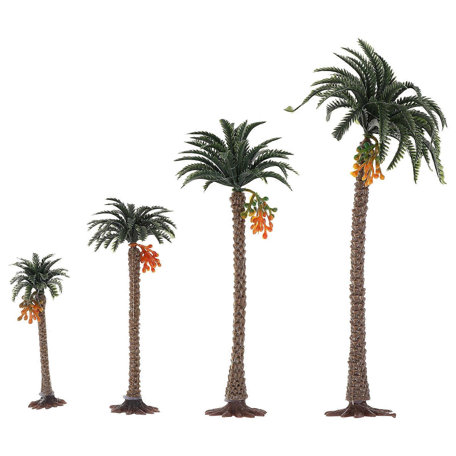 Sand Table Coconut Tree Model for Decoration 4Pcs Artificial Plastic Miniature Trees