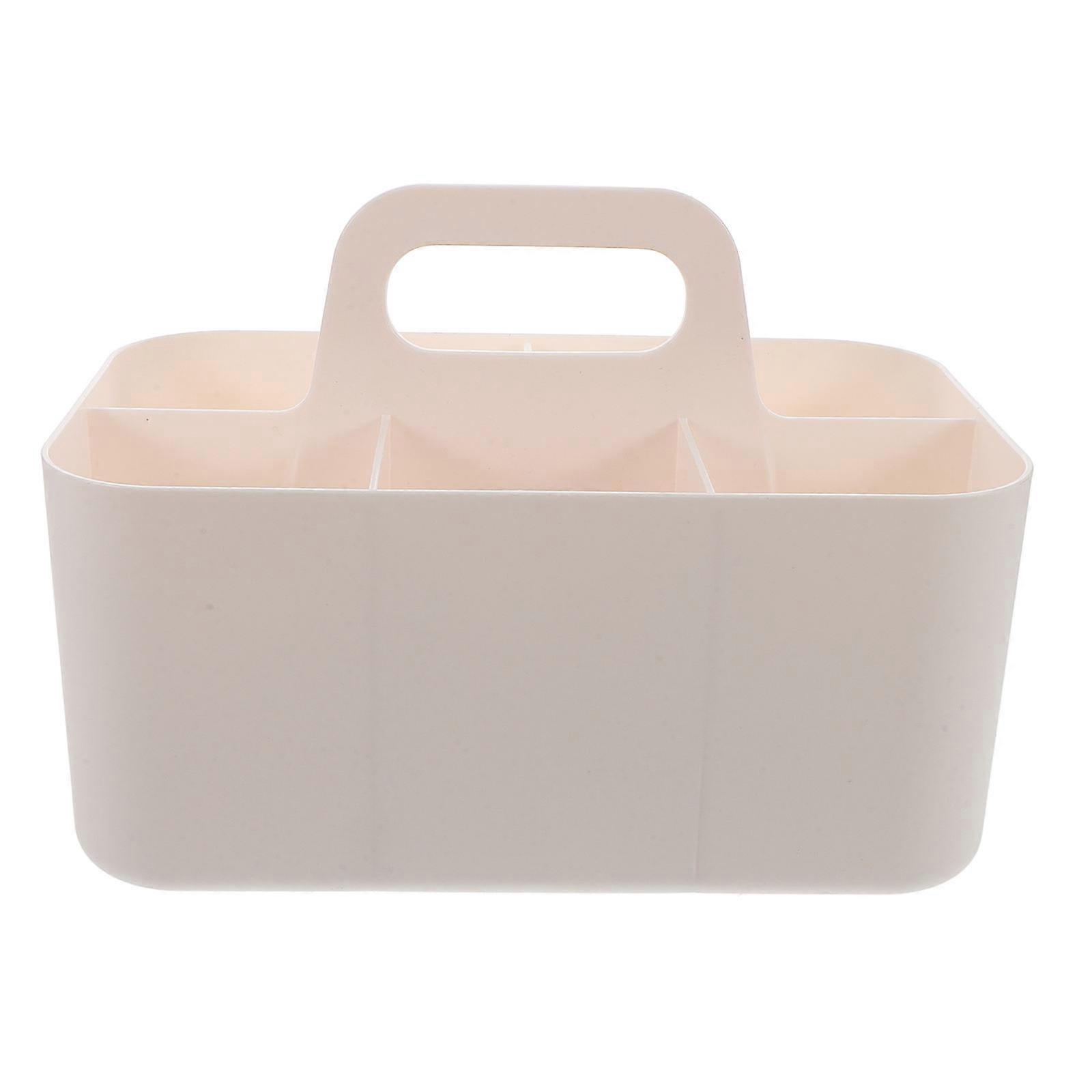 Stackable Plastic Caddy Desk Organizer With Handle For Office Supplies Makeup Divided Box Desktop Storage 1Pack