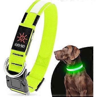 Heytea LED Dog Collar, USB Rechargeable Light Up Dog Collar Glow in The Dark (Green, Medium)