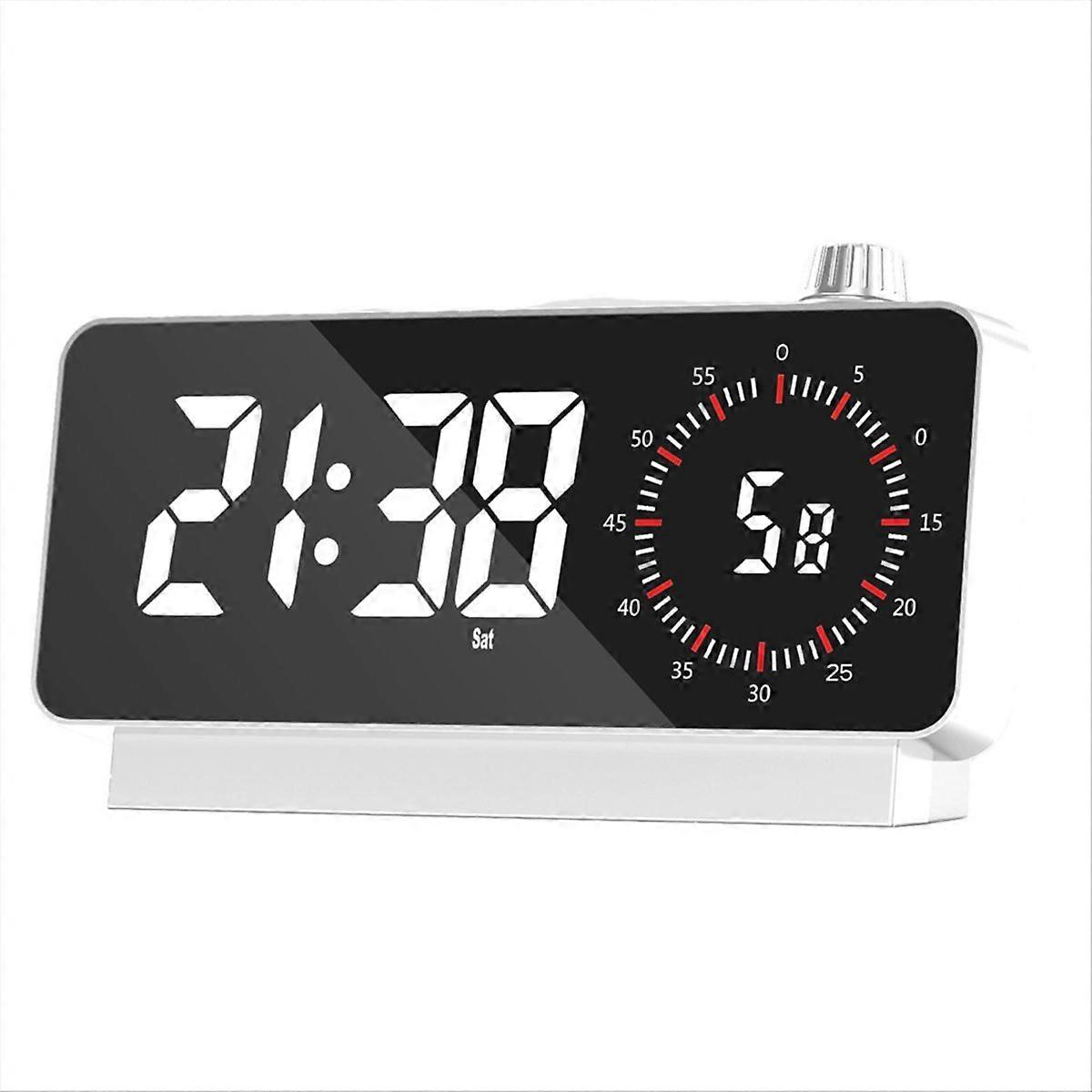 Alarm Clock with Timer: Digital Desk Clock Battery Operated White