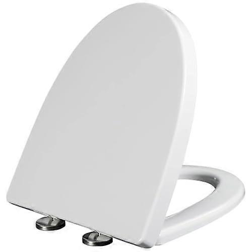 Elongated Toilet Seat with Slow Close Lid, 360° Adjustable Hinges and Quick Release, White PP