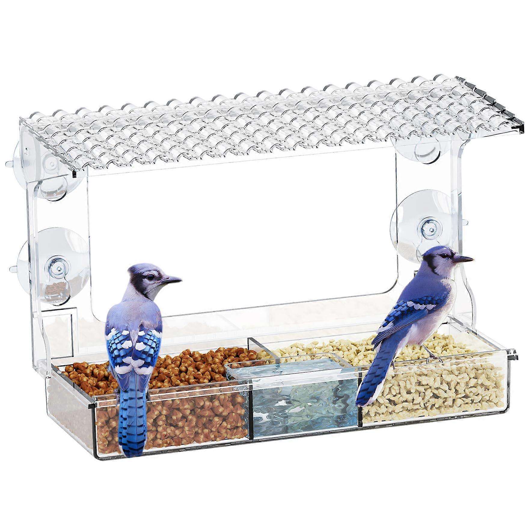 Hummingbird Feeder Window Mounted Transparent with Strong Suction Cups, Clear Outdoor Viewing