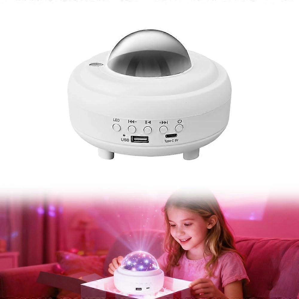 Northern Lights Projector with Bluetooth Speaker, Dual Lens Aurora Star Light, TypeC Rechargeable for Bedroom and Party (White)