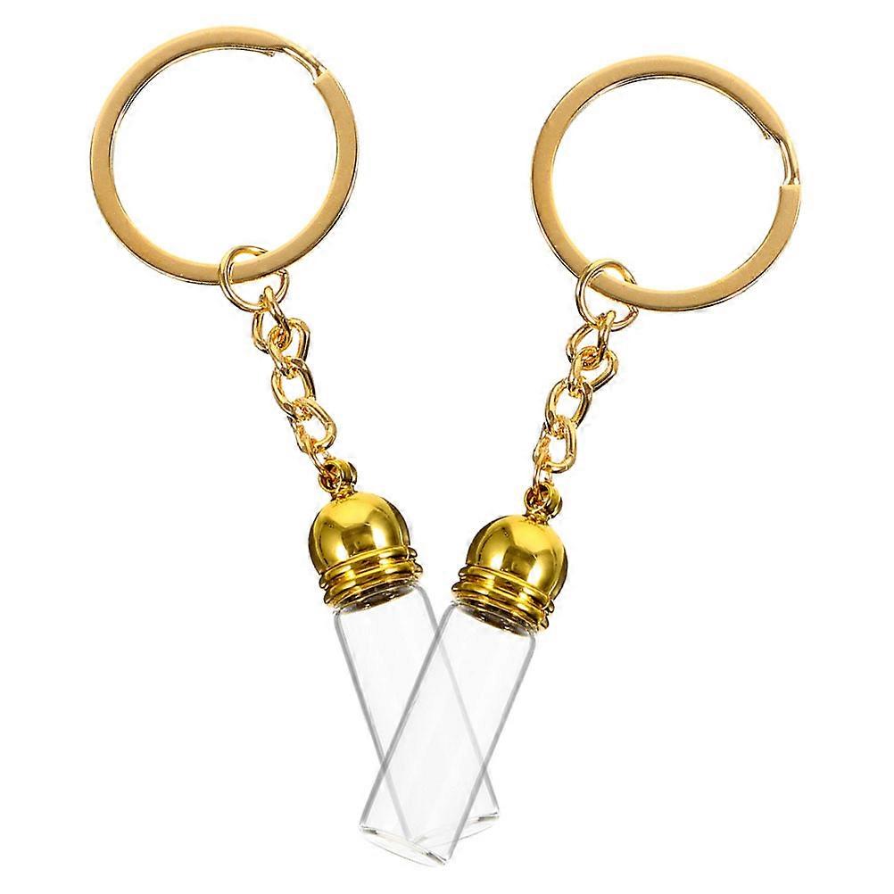 Transparent Glass Perfume Bottles with Keychain for Refillable Use 2Pcs