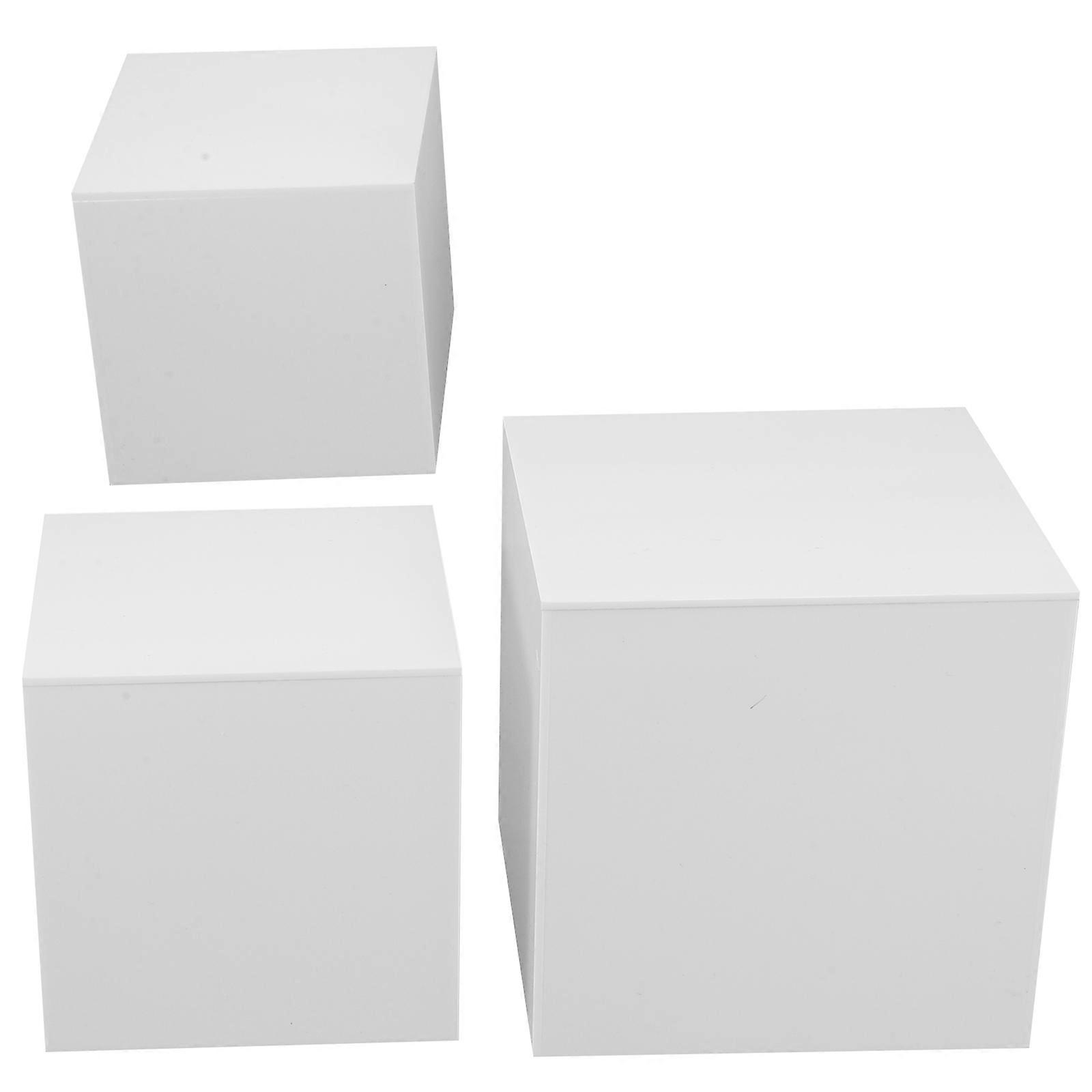 Acrylic Cube Stand Display for Displaying 3Pcs White Multi-Purpose Containers