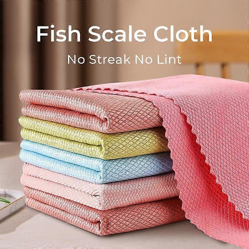10 Counts Set Polishing Towels Shiny Wipes,Microfiber Reusable Cleaning Rags,Cloth for Glass Mirror Window Car Durable Miracle,Fish Scale St