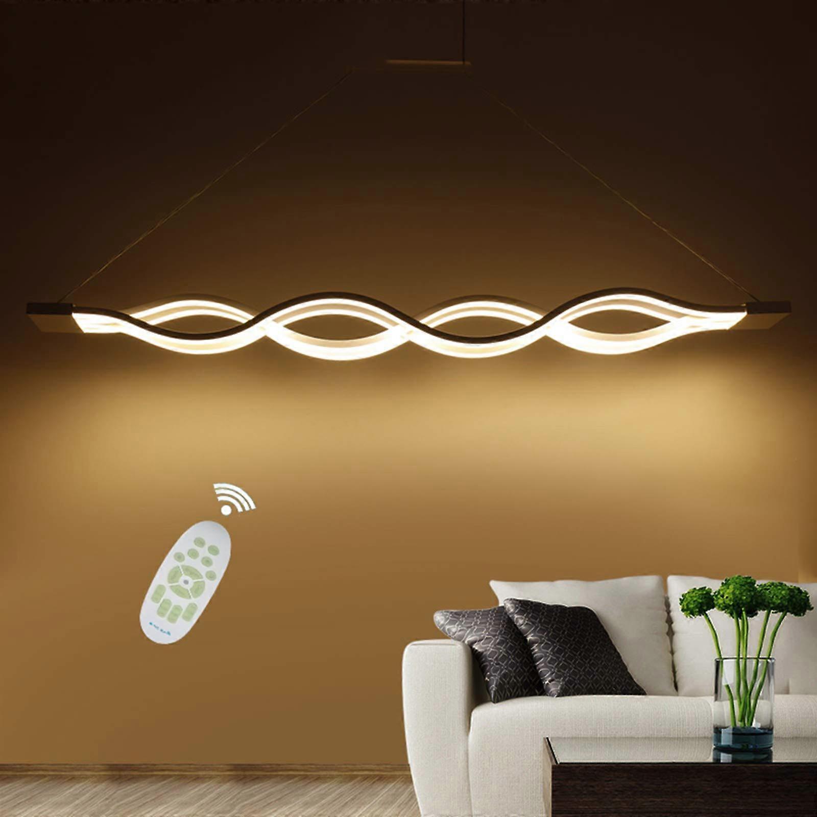 Modern Pendant Light LED Chandelier with Remote, Wave Design, Dimmable, Adjustable Color Temperature
