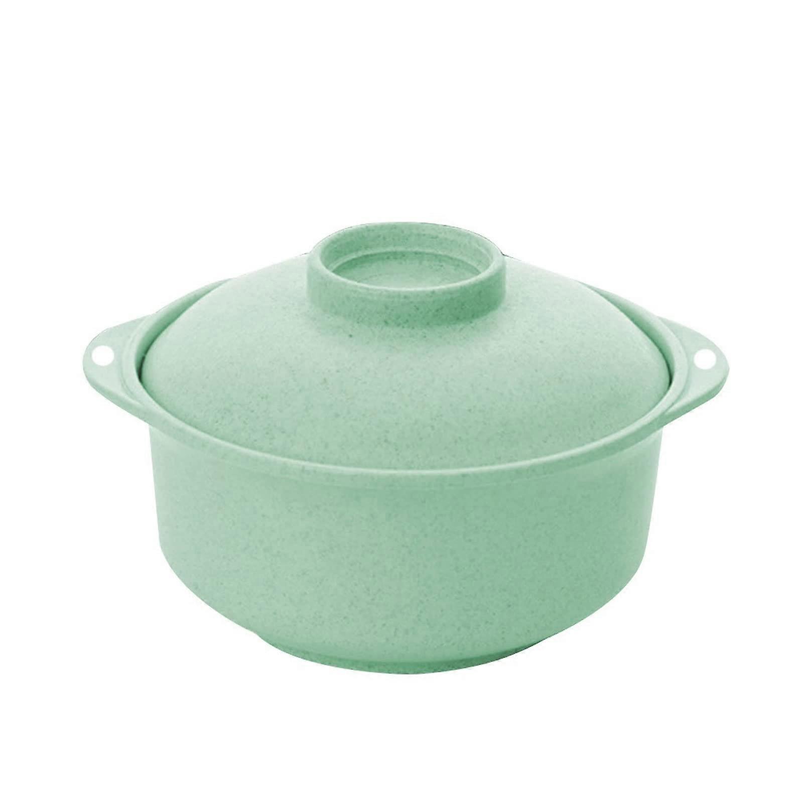 Ramen Bowl with Lid Microwave Safe Instant Noodle Soup Bowl EcoFriendly with AntiSlip Handle Green