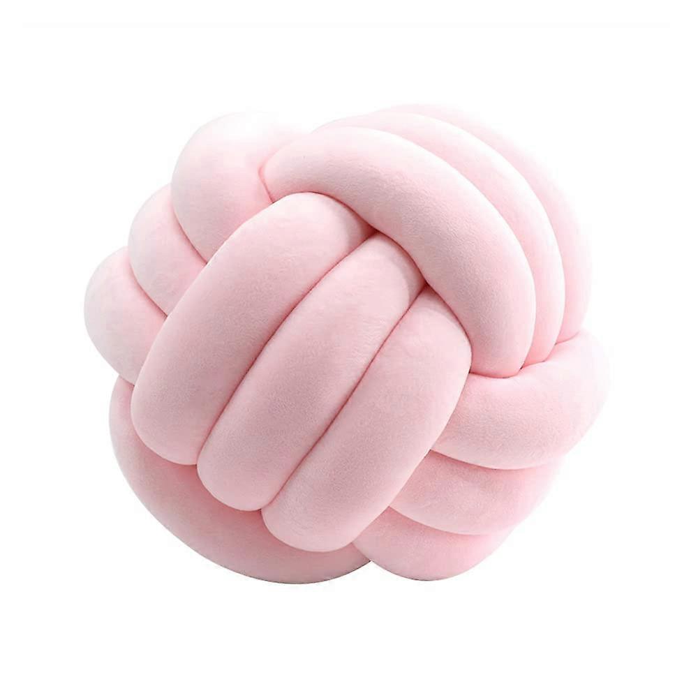 Knot Pillow Ball 7.8in Light Pink Soft Plush Round Cushion for Sofa Couch and Bed Decor