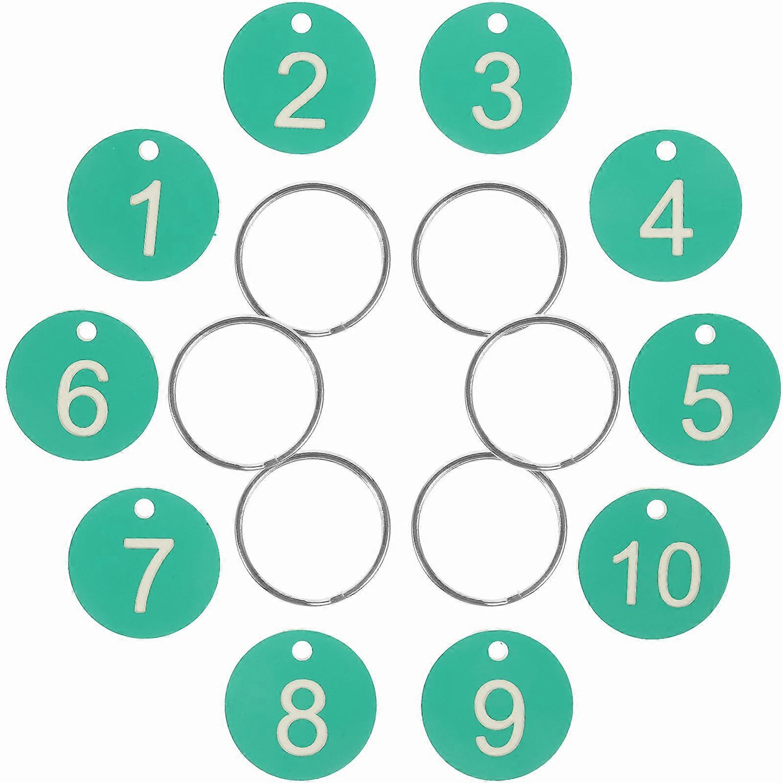 150Sets Green Round Number Tags Acrylic with Rings for Hanging Use