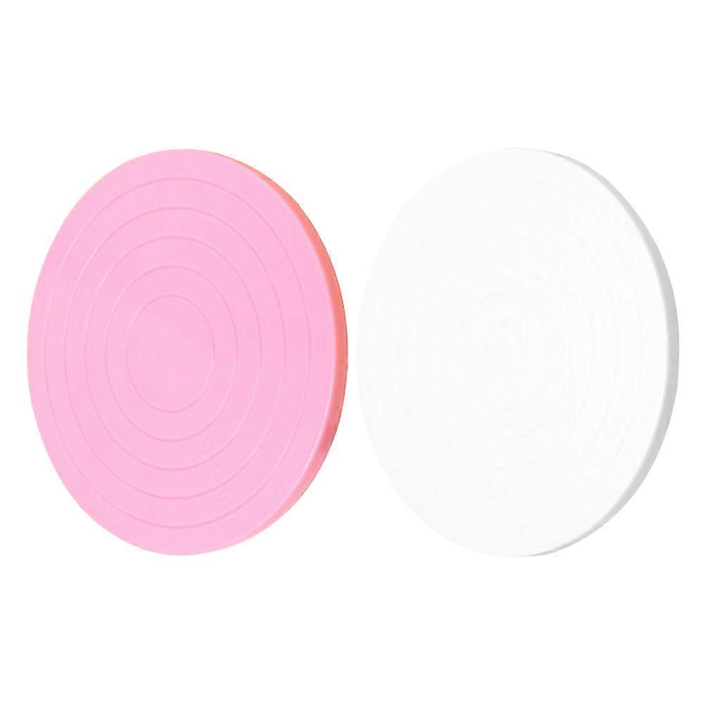 2Pcs Mini Cake Decorating Turntable for DIY Plastic Rotating Cake Stand