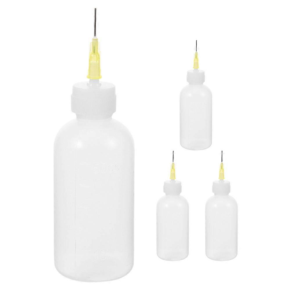 Transparent Plastic Glue Squeeze Bottles with Needle Tips 4Pcs Pack