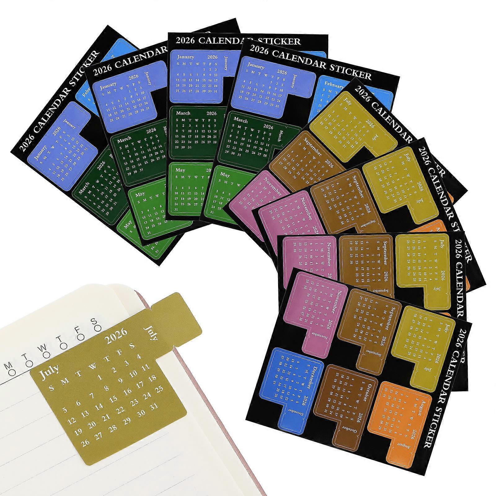 Vibrant Multi Color Calendar Stickers Planner Set for Decoration Easy to Use Paper Monthly Tab Stickers