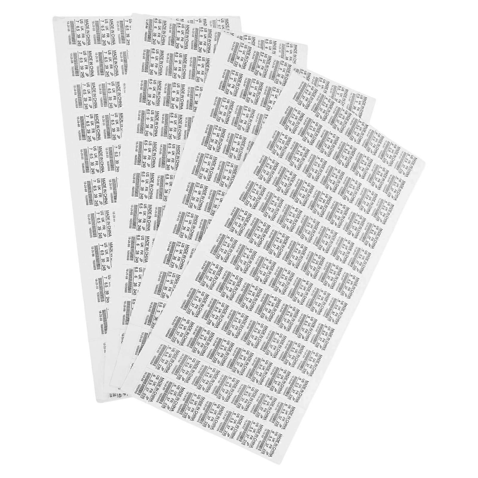 Hemoton 4 Sheets Size Number Tags for Shoes Adhesive Stickers Universal Size Labels Decal