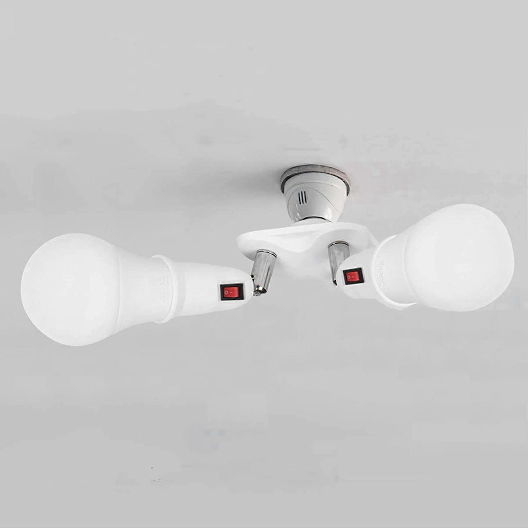 2X 360 Degree Adjustable - 2 in 1 E27 Splitter Socket Adapter. E27 Standard LED Bulb Socket Adapter