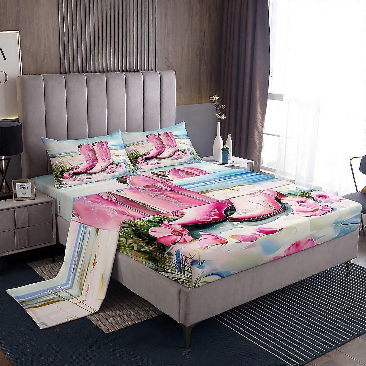 Queen Size Microfiber Bed Sheet Set with 16 Inch Deep Pockets Soft Breathable Vibrant Pattern