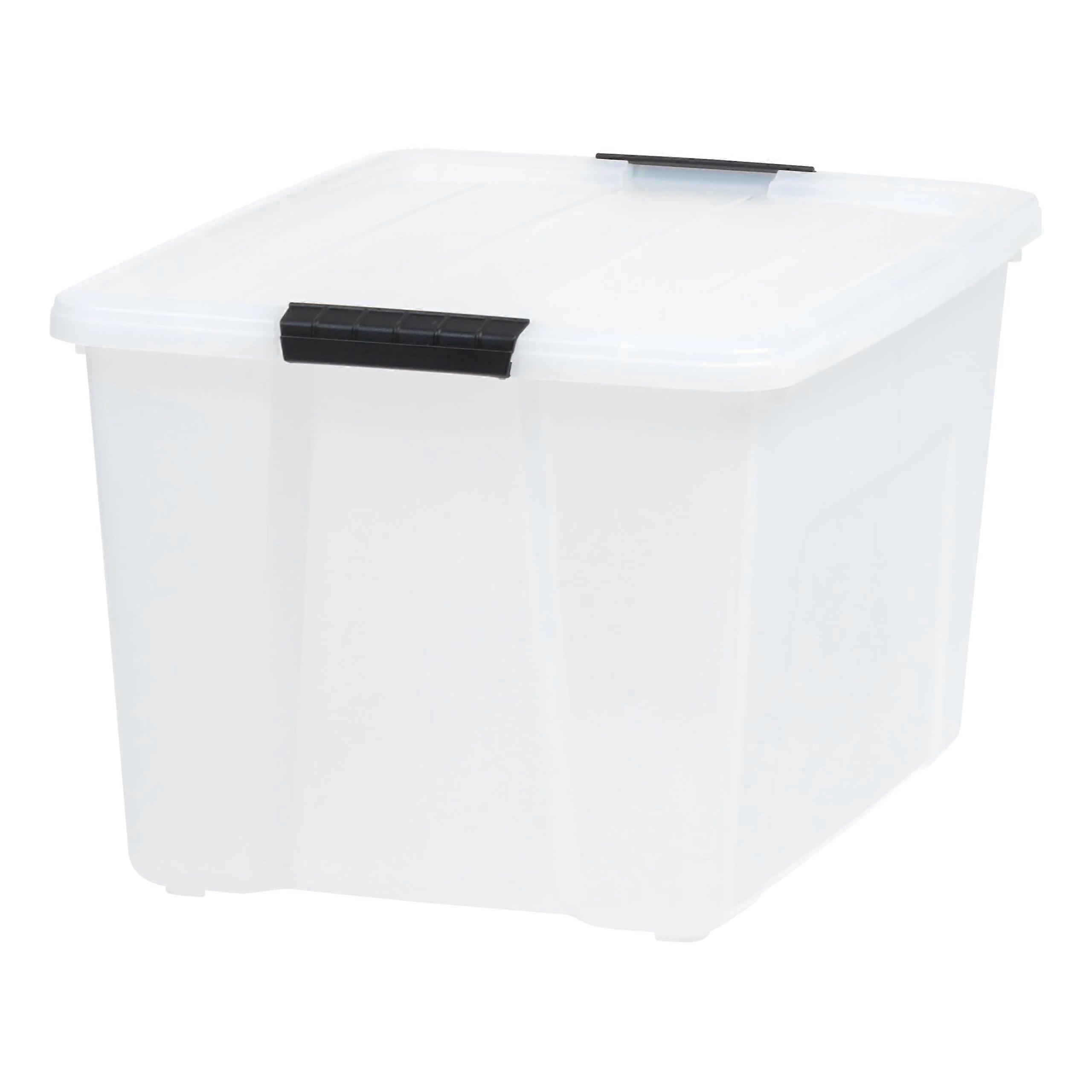 60 Qt Plastic Storage Bin with Secure Latching Lid, Clear Stackable Tote for Garage and Home