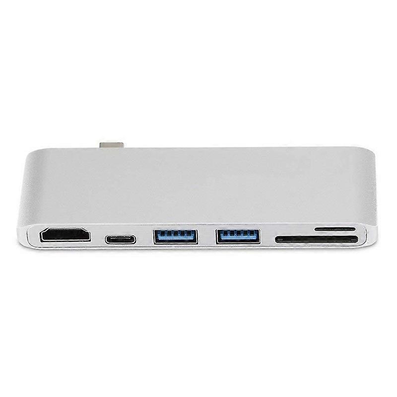 6-in-1 Type C Hub Adapter+2*USB 3.0+PD+SD/TF Card Reader Docking Station