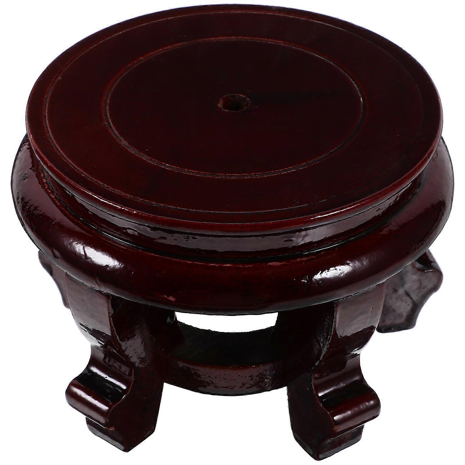 Simulation Wood Flowerpot Base Rotatable Flowerpot Stand Home Scene Decor