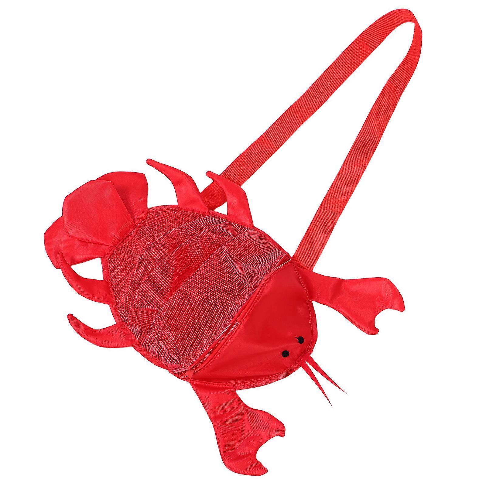 Kids Mesh Beach Bag for Holding Shells Lobster Pattern Red Color